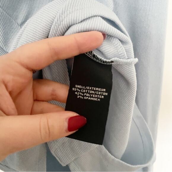 7 For All Mankind Light Blue Long Sleeve V-Neck Women's Bodysuit Size M - Picture 5 of 8